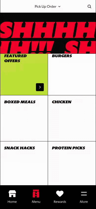 Signed-in menu landing category journey