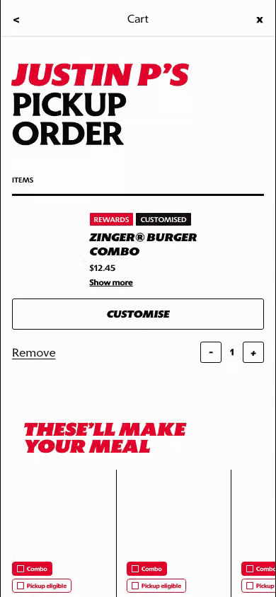 Signed-in cart review journey