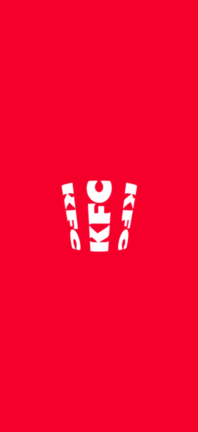 KFC Atlas splash screen with red background and white KFC bucket mark