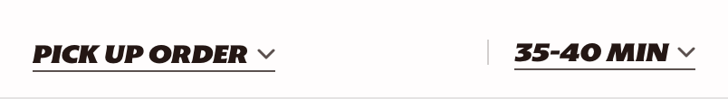 Homepage order context bar showing pickup order mode and estimated time