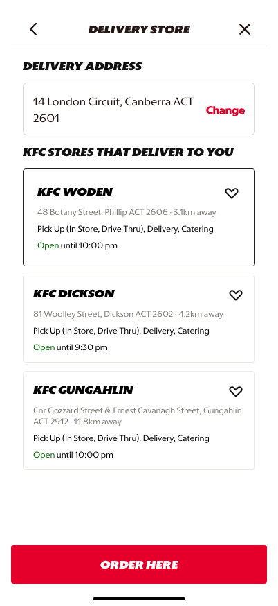 Delivery store assignment and confirmation screen